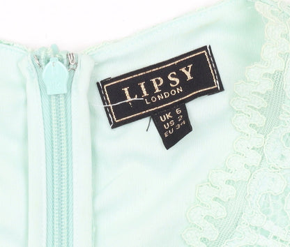 Lipsy Women's Green Bodycon Dress, Knee Length, Size 6