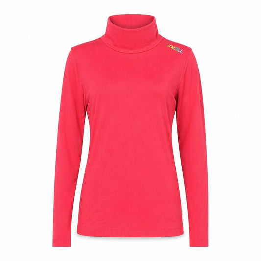 Front view of O'Neill Women's Red Mock Neck Long Sleeve T-Shirt S
