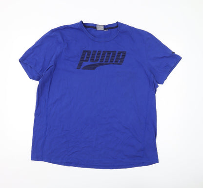Puma Men's Blue XXL Logo T-Shirt, Short Sleeve