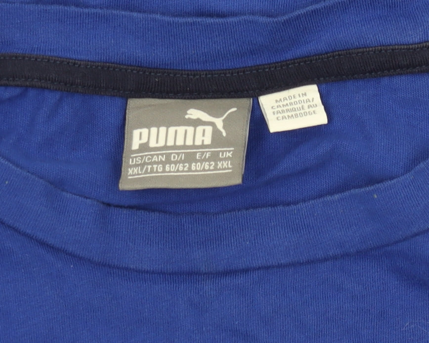 Puma Men's Blue XXL Logo T-Shirt, Short Sleeve