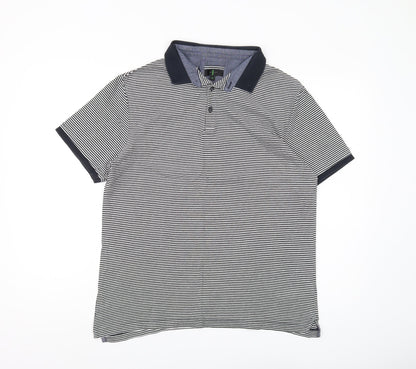 Jasper Conran Men's M Black Striped Polo Shirt
