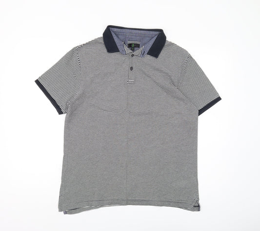 Jasper Conran Men's M Black Striped Polo Shirt
