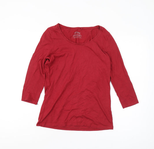 FatFace Women Red 3/4 Sleeve Scoop Neck T-Shirt Size 8