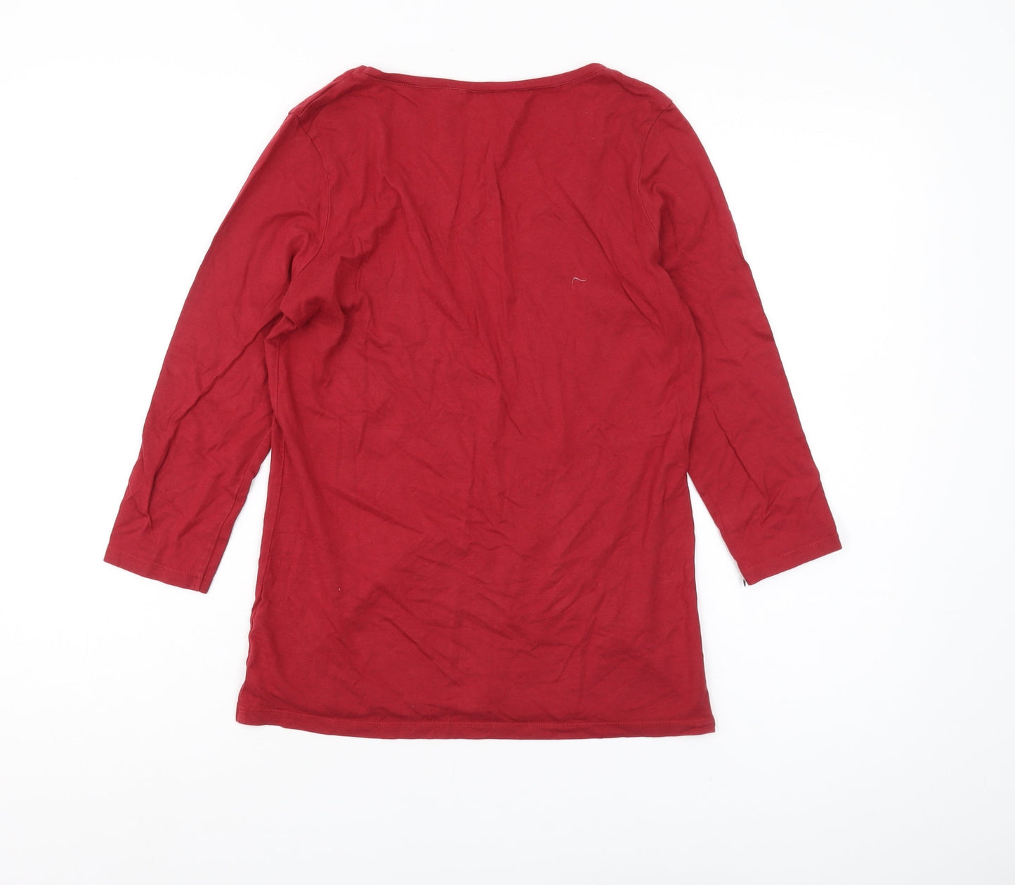 FatFace Women Red 3/4 Sleeve Scoop Neck T-Shirt Size 8