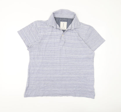 Jasper Conran Men's Blue Striped Polo Shirt S