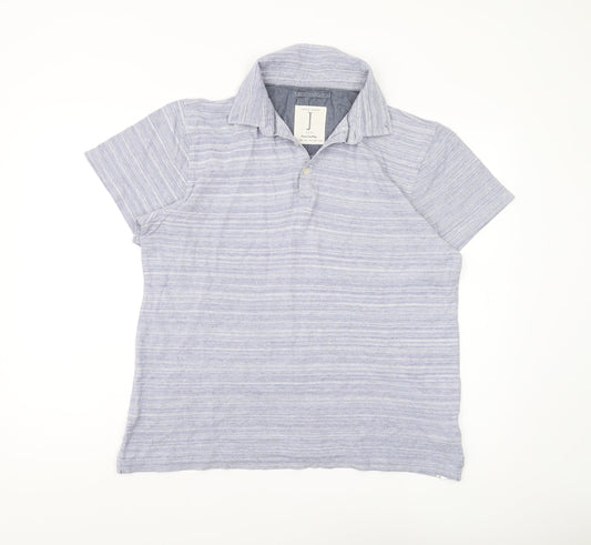 Jasper Conran Men's Blue Striped Polo Shirt S