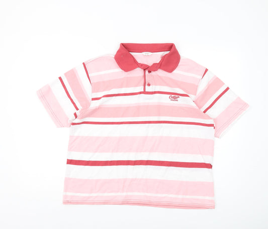 Unisex Adults UK Size L Cotton Traders Pink Classic Polo