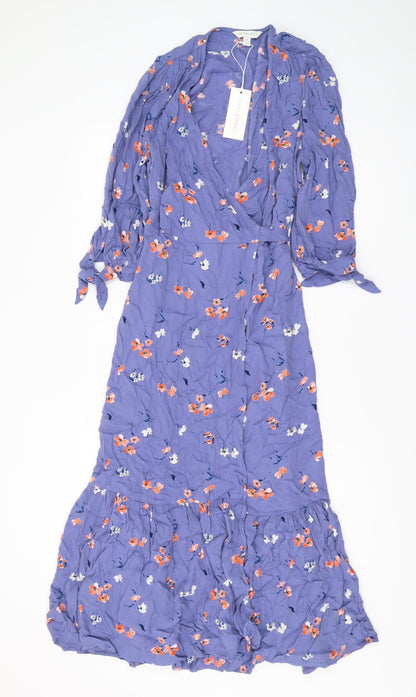 Marks and Spencer Purple Floral Wrap Dress, Size 14