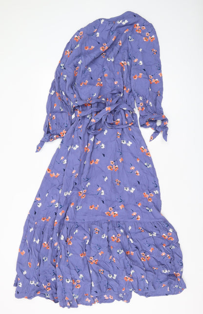Marks and Spencer Purple Floral Wrap Dress, Size 14