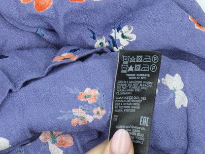 Marks and Spencer Purple Floral Wrap Dress, Size 14