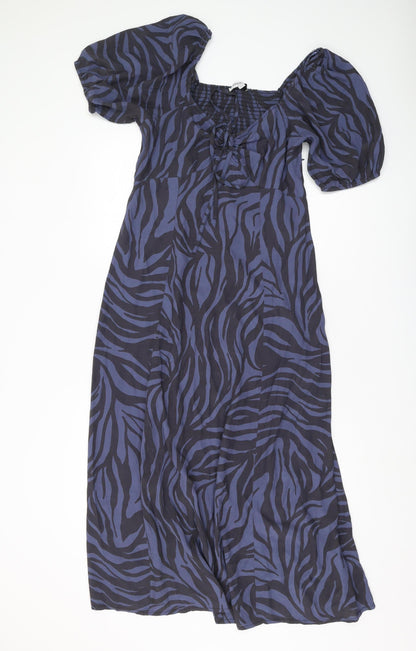 Great Plains Women's Blue Zebra Print Midi Dress