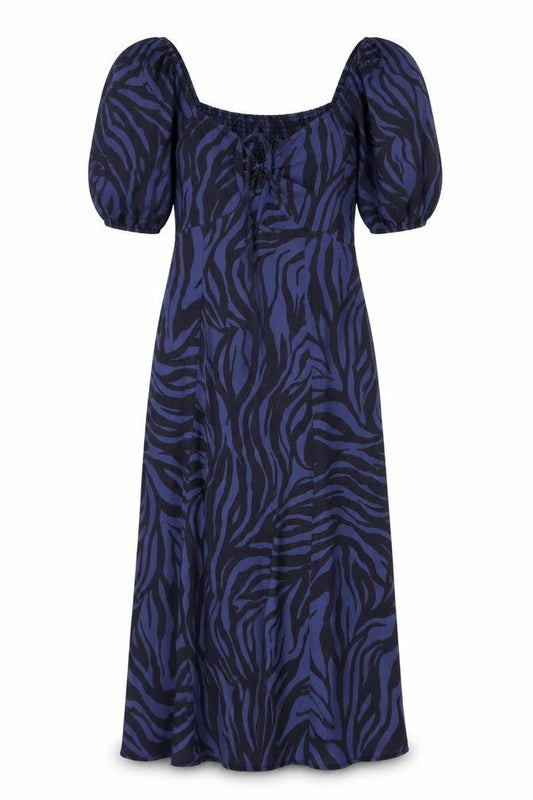 Great Plains Women's Blue Zebra Print Midi Dress