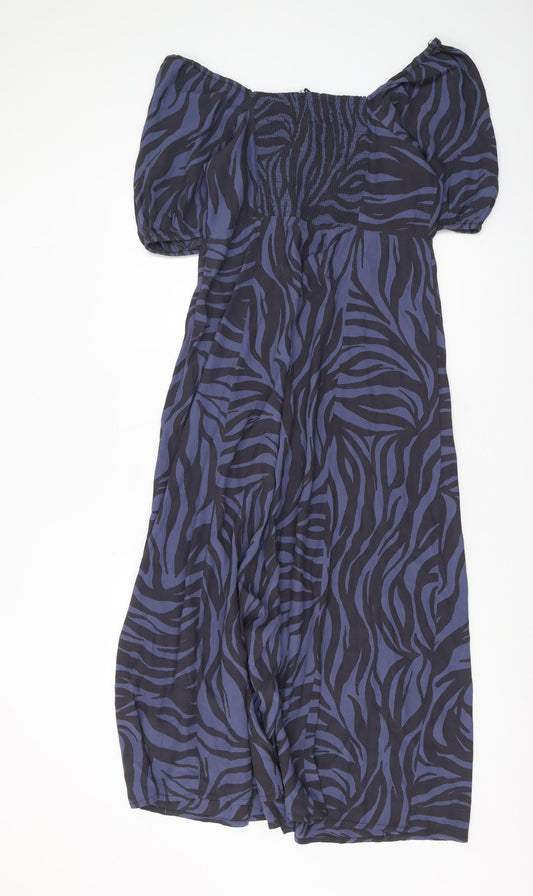 Great Plains Women's Blue Zebra Print Midi Dress
