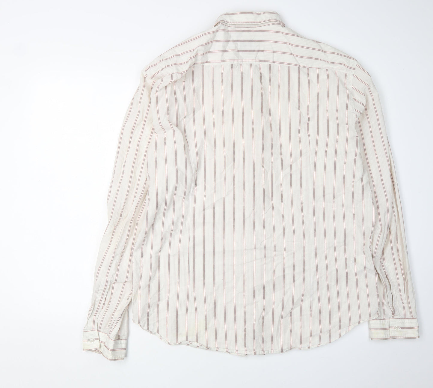 Hugo Boss Men's White 2XL Slim Fit Striped Shirt
