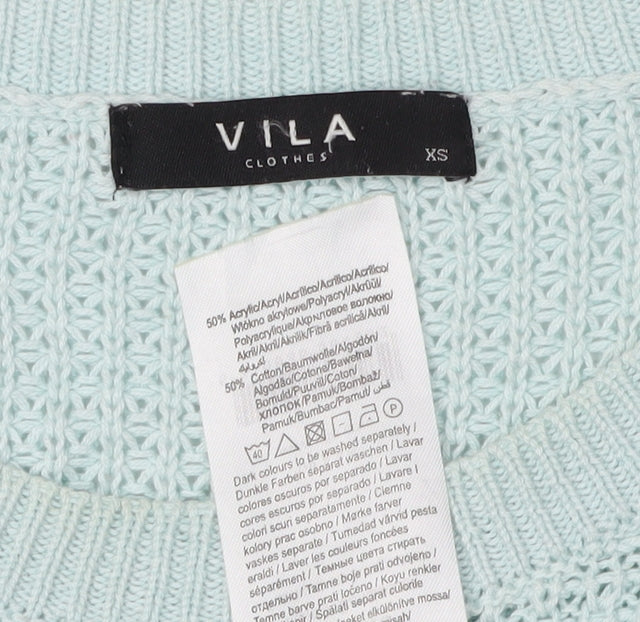Womens UK Size XS VILA Blue Pullover Jumper