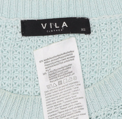 Womens UK Size XS VILA Blue Pullover Jumper