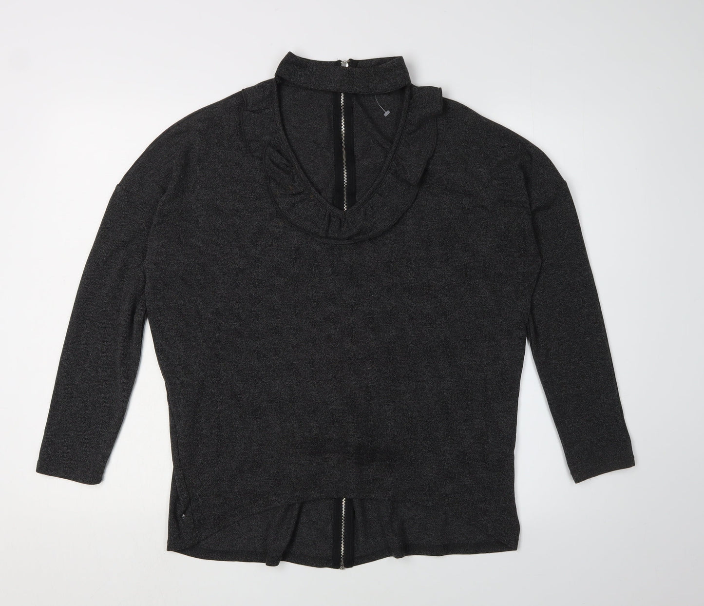 Womens UK Size S Quiz Black Full Zip Jumper