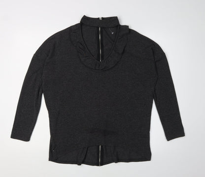 Womens UK Size S Quiz Black Full Zip Jumper