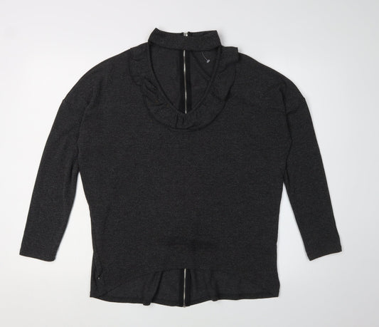 Womens UK Size S Quiz Black Full Zip Jumper