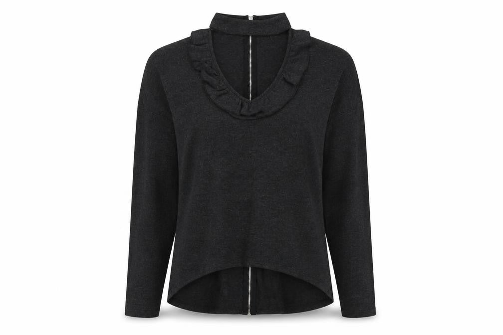 Womens UK Size S Quiz Black Full Zip Jumper