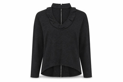 Womens UK Size S Quiz Black Full Zip Jumper