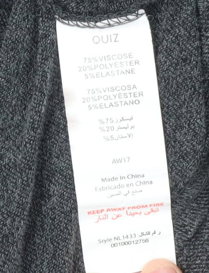 Womens UK Size S Quiz Black Full Zip Jumper