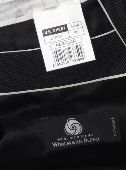 Mens UK Size 40 Jeff Banks Regular Black Suit Jacket