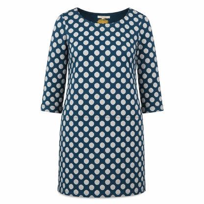White Stuff Women's Blue Polka Dot Shift Dress, Size 8