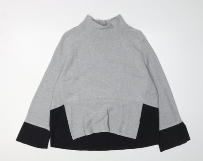 Jasper Conran Women Grey Mock Neck Pullover Jumper - Size 14