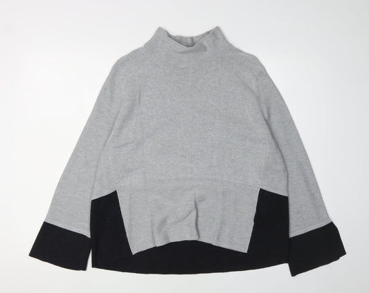 Jasper Conran Women Grey Mock Neck Pullover Jumper - Size 14