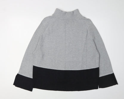 Jasper Conran Women Grey Mock Neck Pullover Jumper - Size 14