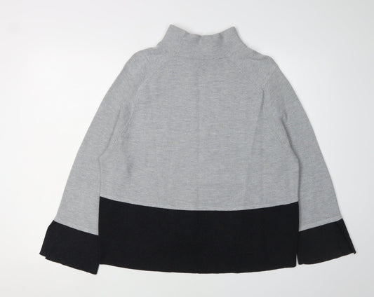Jasper Conran Women Grey Mock Neck Pullover Jumper - Size 14