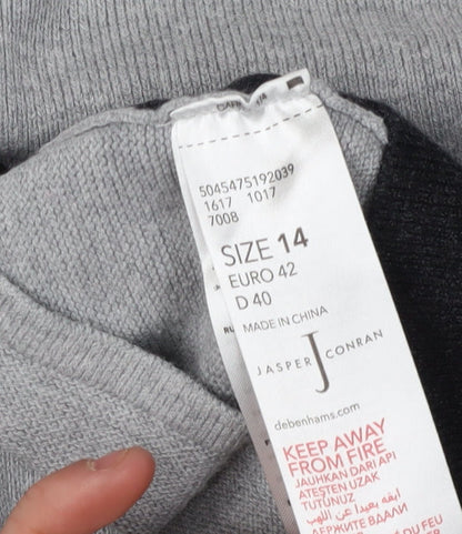 Jasper Conran Women Grey Mock Neck Pullover Jumper - Size 14