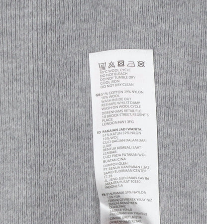 Jasper Conran Women Grey Mock Neck Pullover Jumper - Size 14