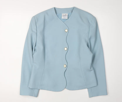 Eastex Women's Blue Single-Breasted Jacket - Size 14