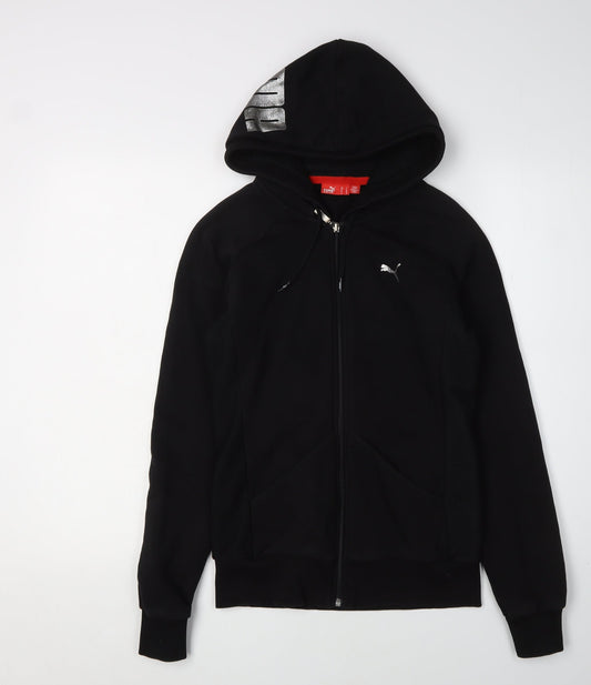 Puma Black Women's Full Zip Hoodie Size 10 with Logo Details