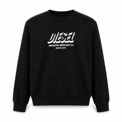 Front view of Diesel unisex kids black sweatshirt 16y casual logo pullover