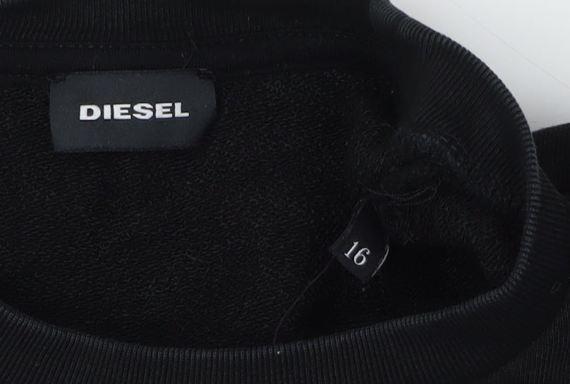 Diesel Unisex Kids Black Sweatshirt 16Y Casual Logo Pullover