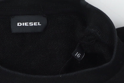 Diesel Unisex Kids Black Sweatshirt 16Y Casual Logo Pullover