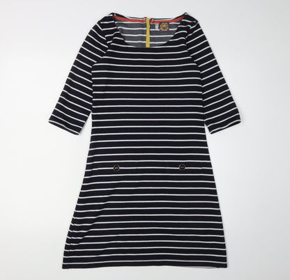 Joules Women's Black Stripe Shift Dress 8