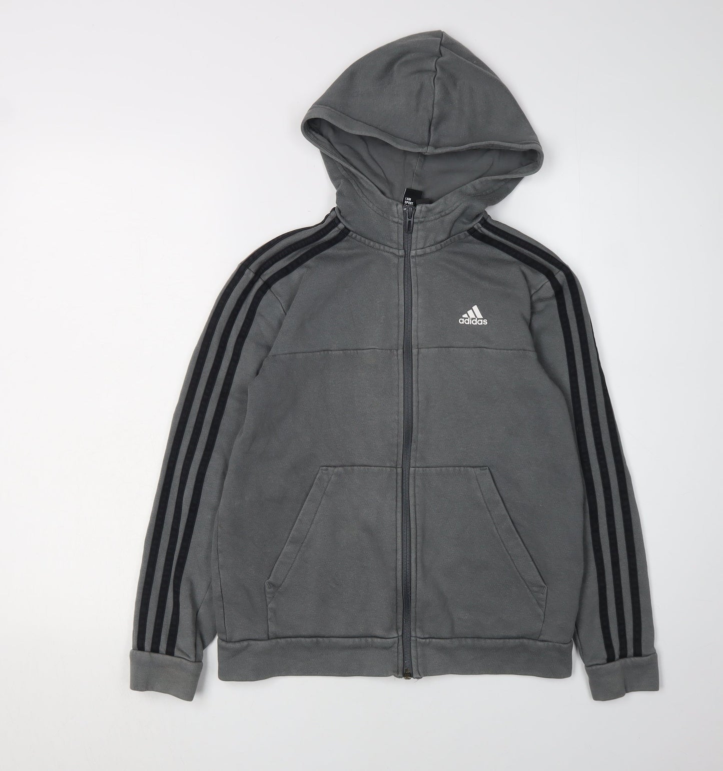 Adidas Boys Grey Full Zip Hoodie 11-12 Years