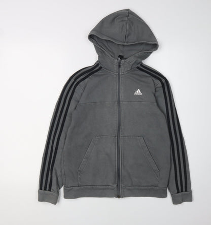 Adidas Boys Grey Full Zip Hoodie 11-12 Years