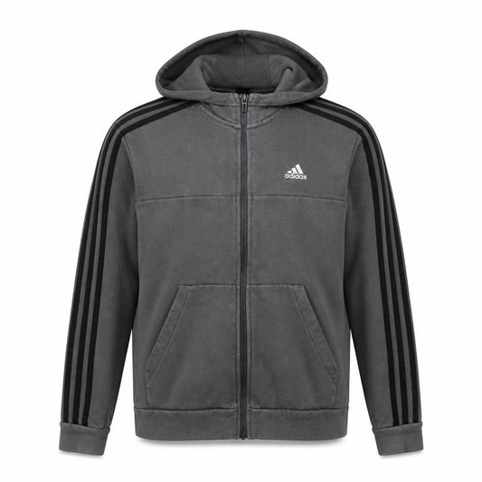 Front view of Adidas boys’ grey full zip hoodie 11-12 years