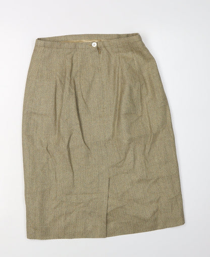 Chester Barrie Women's Beige Wool Silk Pencil Skirt UK 8