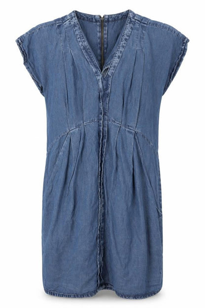 Whistles Women's Blue V-Neck Zip Dress Size 8