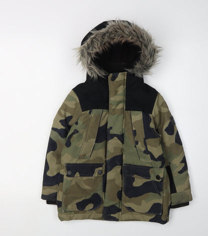 Next Boys Green Camouflage Parka Coat 5 Years