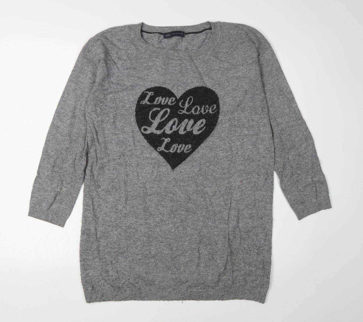 Womens UK Size 12 Marks and Spencer Grey Pullover Jumper