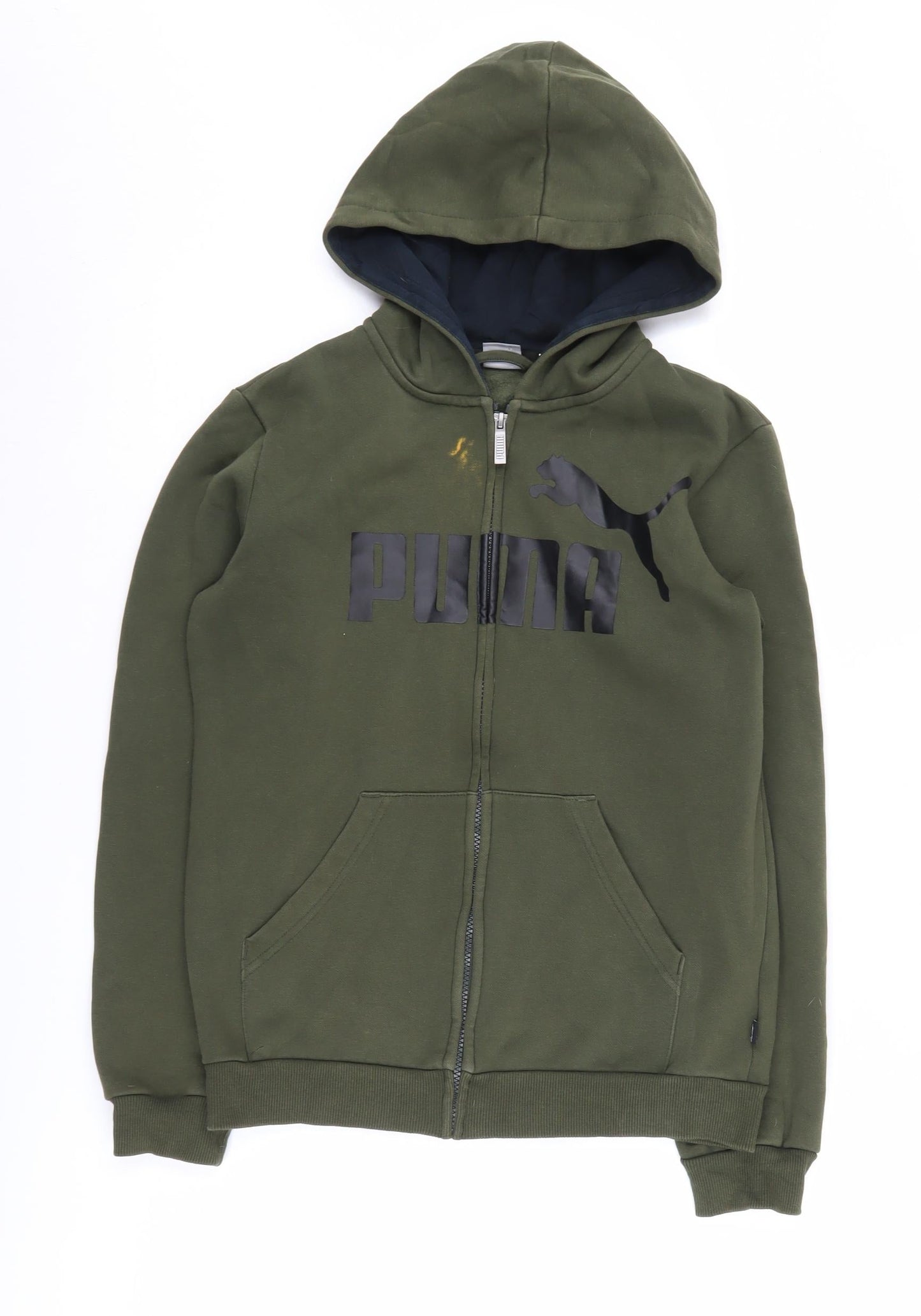 Puma Boys Green Full Zip Hoodie 14 Years Casual Logo