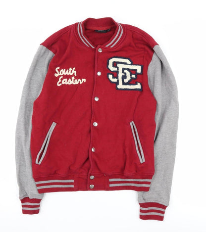 Max Boys Red Varsity Jacket Size L with Snap Closures