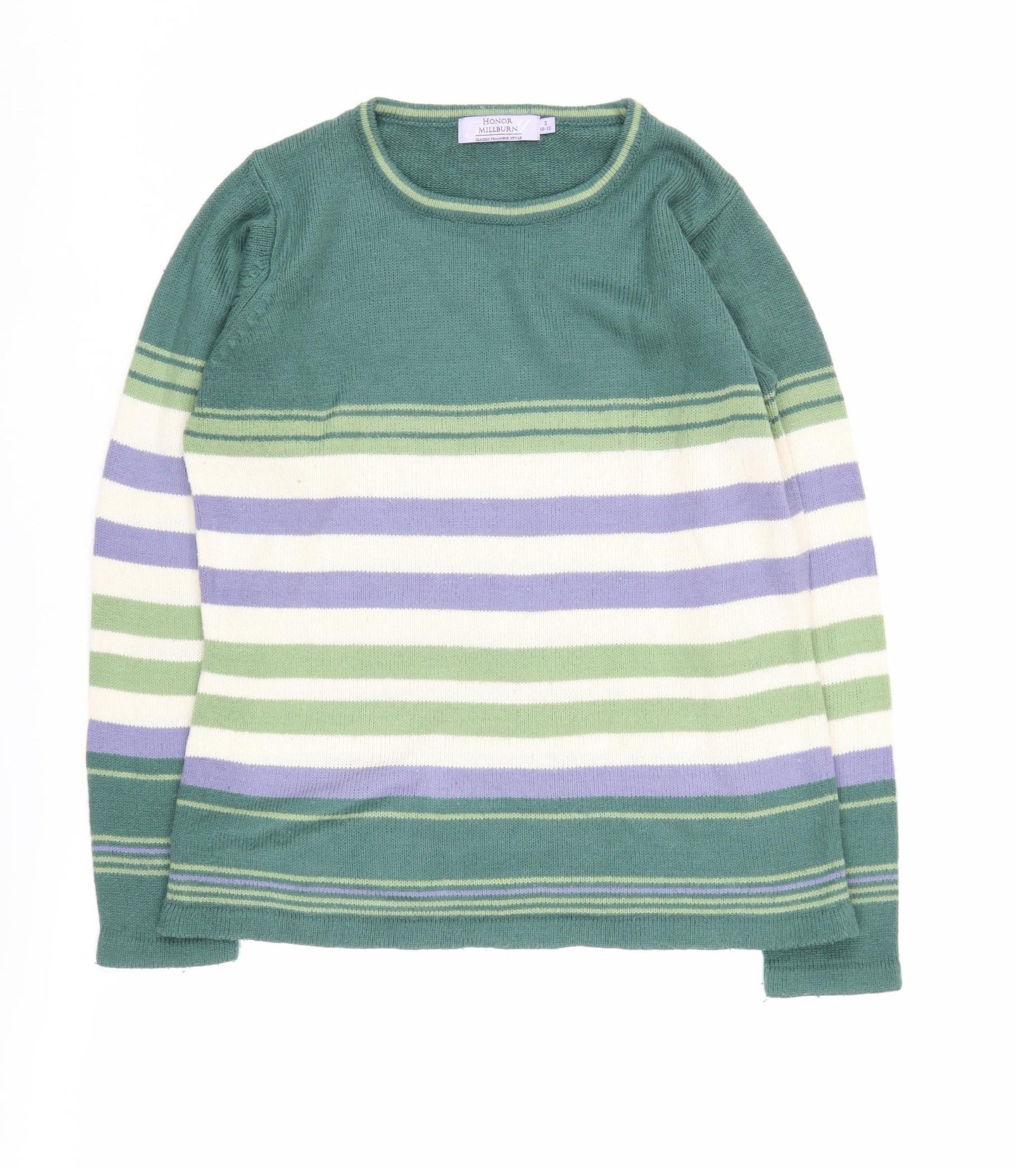 Honor Millburn Women's Green Striped Pullover, Size 10-12